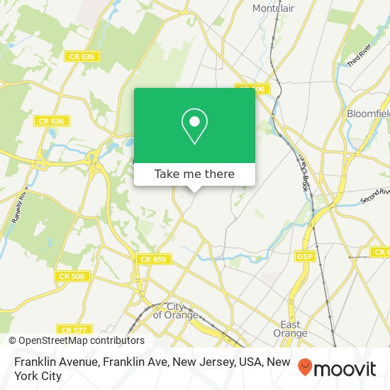 Mapa de Franklin Avenue, Franklin Ave, New Jersey, USA