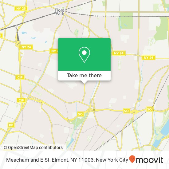 Mapa de Meacham and E St, Elmont, NY 11003
