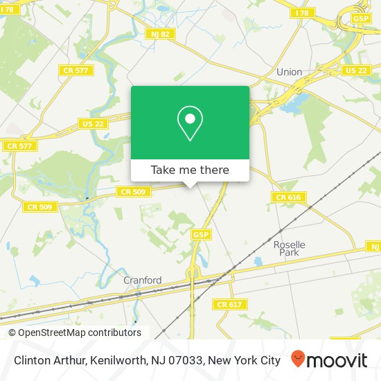 Mapa de Clinton Arthur, Kenilworth, NJ 07033