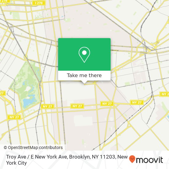 Mapa de Troy Ave / E New York Ave, Brooklyn, NY 11203