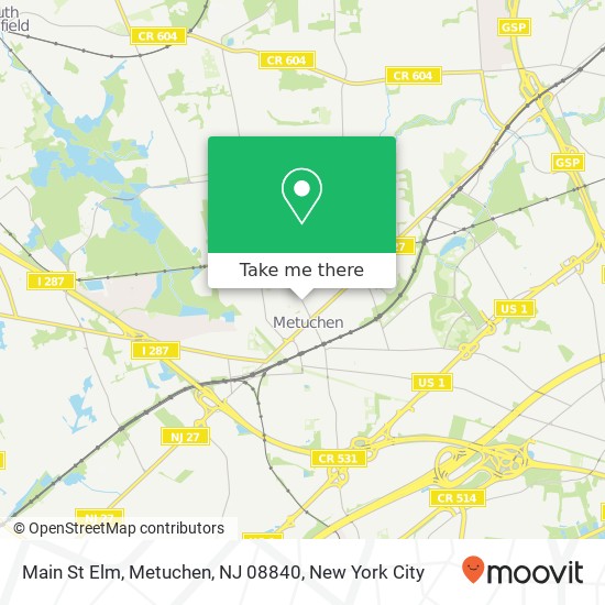 Mapa de Main St Elm, Metuchen, NJ 08840