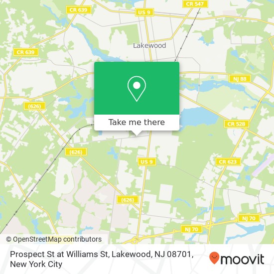 Mapa de Prospect St at Williams St, Lakewood, NJ 08701