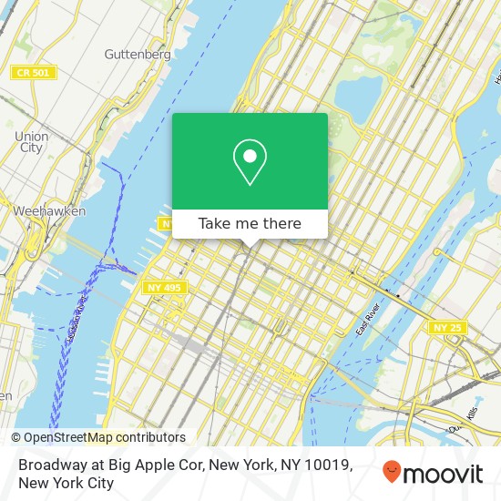 Mapa de Broadway at Big Apple Cor, New York, NY 10019