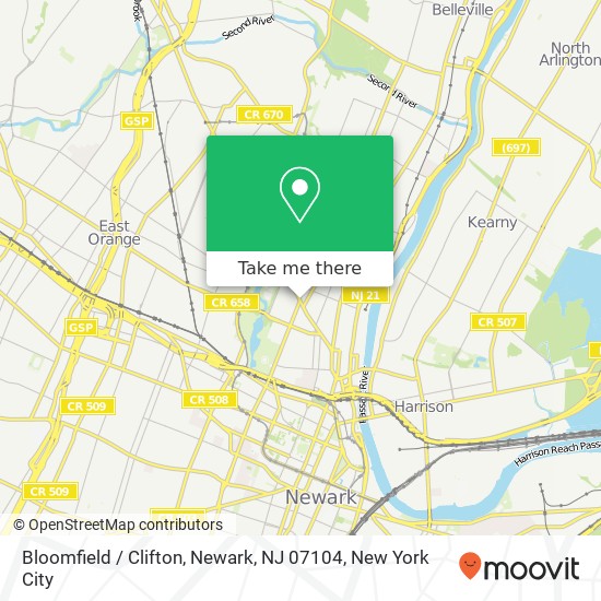 Bloomfield / Clifton, Newark, NJ 07104 map