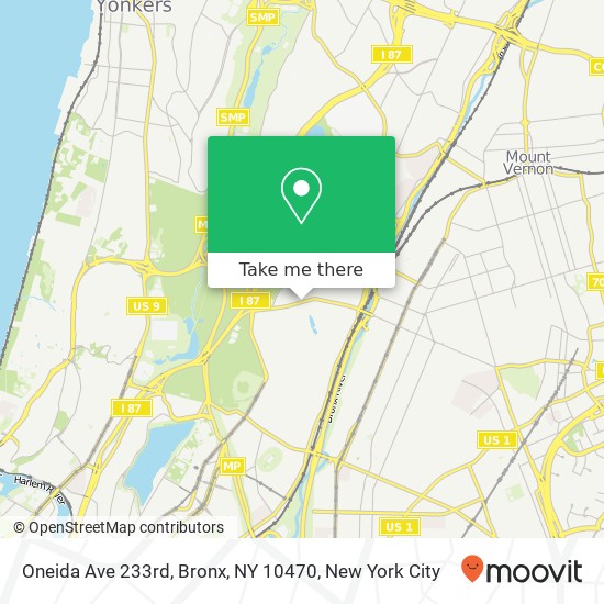 Mapa de Oneida Ave 233rd, Bronx, NY 10470