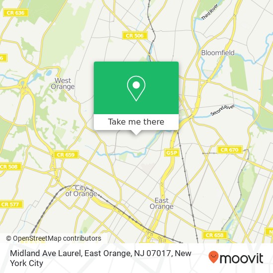Mapa de Midland Ave Laurel, East Orange, NJ 07017