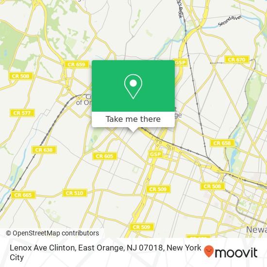 Mapa de Lenox Ave Clinton, East Orange, NJ 07018