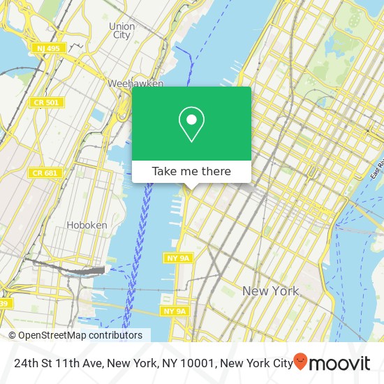 Mapa de 24th St 11th Ave, New York, NY 10001