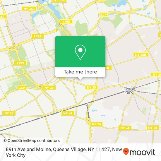 Mapa de 89th Ave and Moline, Queens Village, NY 11427