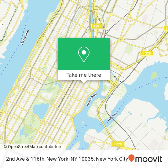 Mapa de 2nd Ave & 116th, New York, NY 10035
