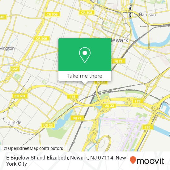 E Bigelow St and Elizabeth, Newark, NJ 07114 map
