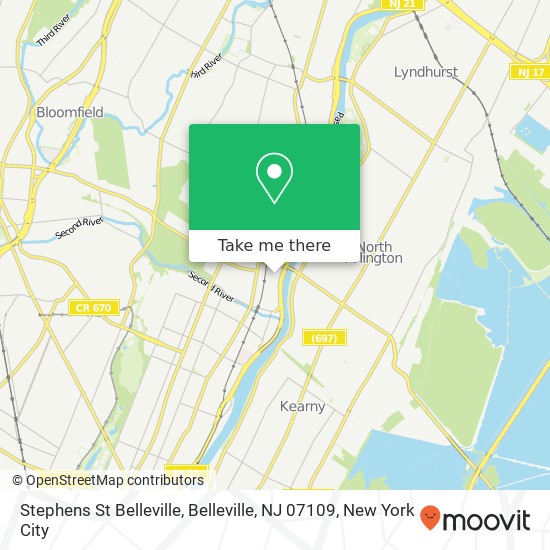 Mapa de Stephens St Belleville, Belleville, NJ 07109