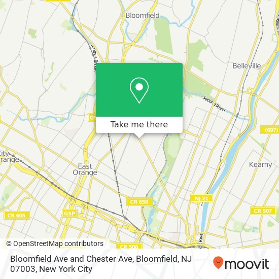 Bloomfield Ave and Chester Ave, Bloomfield, NJ 07003 map