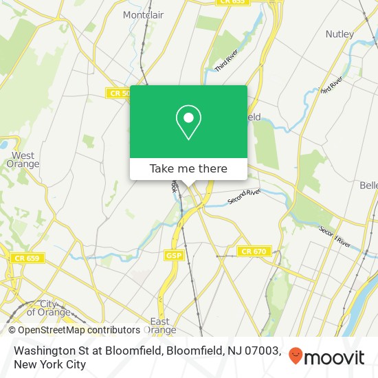 Mapa de Washington St at Bloomfield, Bloomfield, NJ 07003