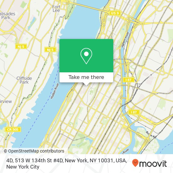 4D, 513 W 134th St #4D, New York, NY 10031, USA map