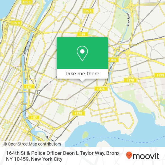 164th St & Police Officer Deon L Taylor Way, Bronx, NY 10459 map