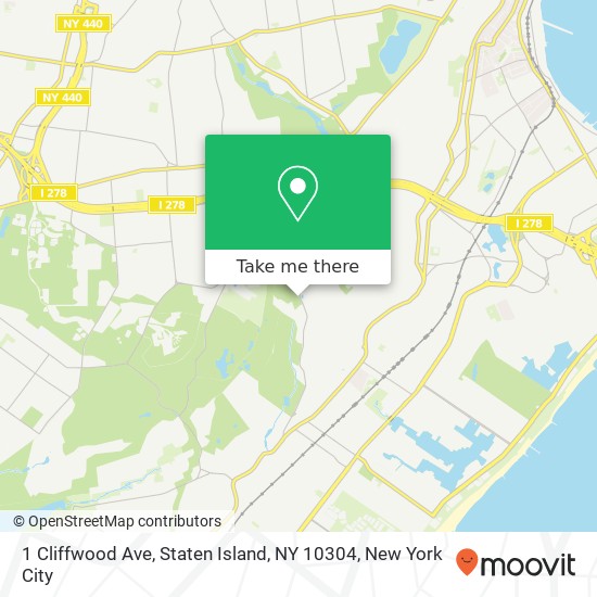 Mapa de 1 Cliffwood Ave, Staten Island, NY 10304