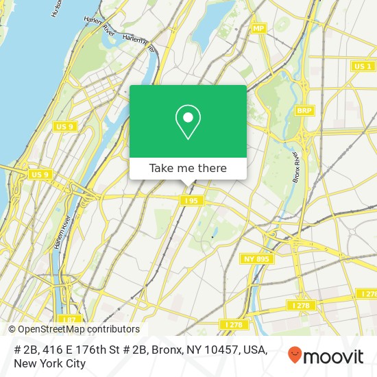 # 2B, 416 E 176th St # 2B, Bronx, NY 10457, USA map