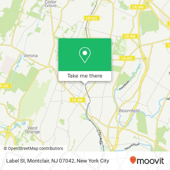 Mapa de Label St, Montclair, NJ 07042