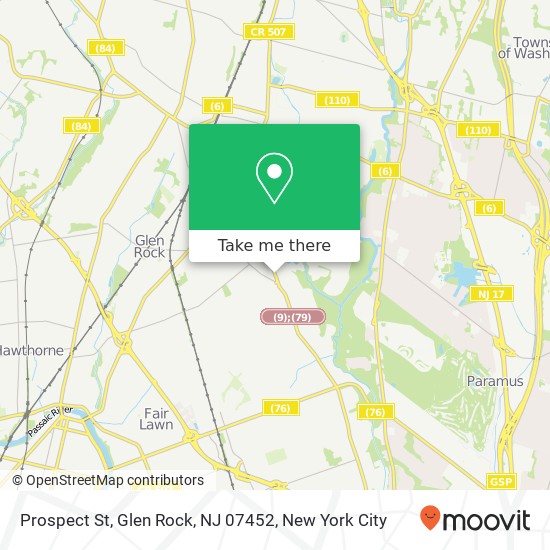 Mapa de Prospect St, Glen Rock, NJ 07452