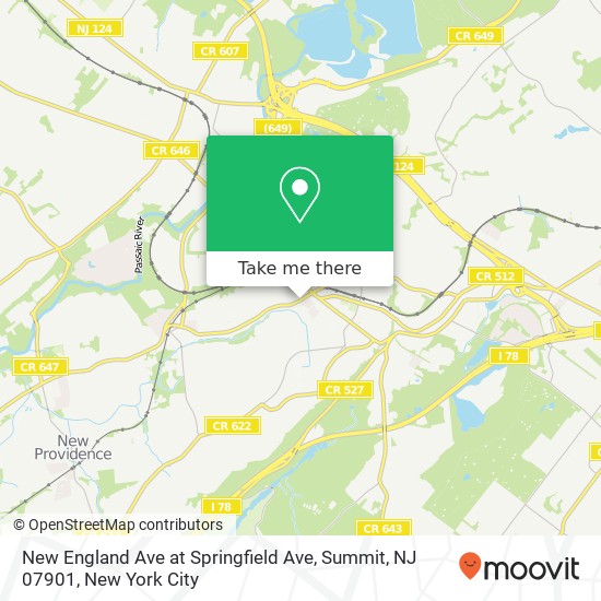 Mapa de New England Ave at Springfield Ave, Summit, NJ 07901