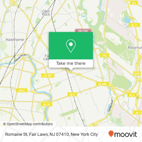 Mapa de Romaine St, Fair Lawn, NJ 07410