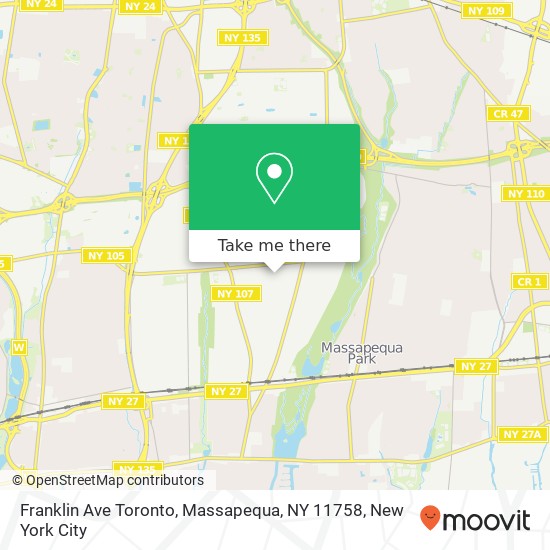 Mapa de Franklin Ave Toronto, Massapequa, NY 11758
