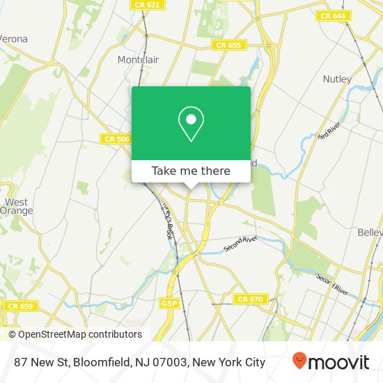 Mapa de 87 New St, Bloomfield, NJ 07003