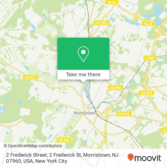 2 Frederick Street, 2 Frederick St, Morristown, NJ 07960, USA map