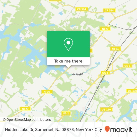 Mapa de Hidden Lake Dr, Somerset, NJ 08873