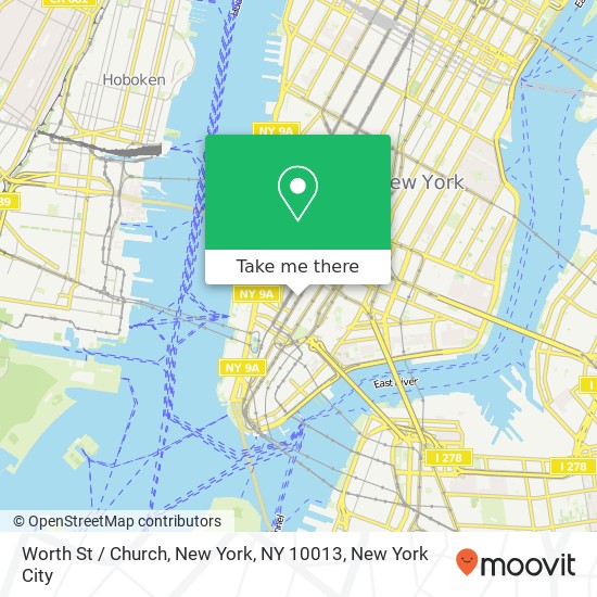 Mapa de Worth St / Church, New York, NY 10013