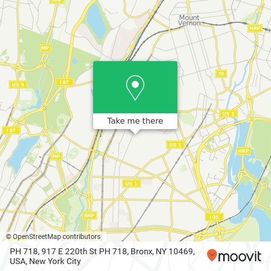 PH  718, 917 E 220th St PH  718, Bronx, NY 10469, USA map