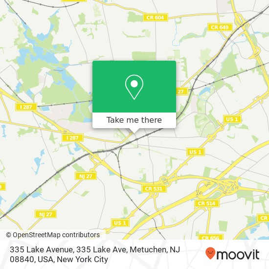 335 Lake Avenue, 335 Lake Ave, Metuchen, NJ 08840, USA map