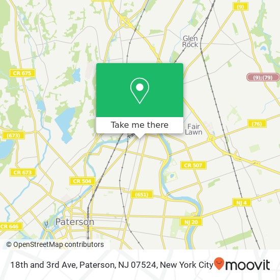 Mapa de 18th and 3rd Ave, Paterson, NJ 07524