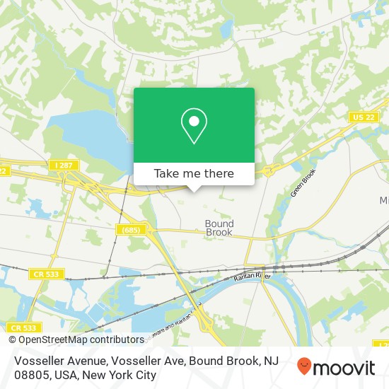 Mapa de Vosseller Avenue, Vosseller Ave, Bound Brook, NJ 08805, USA