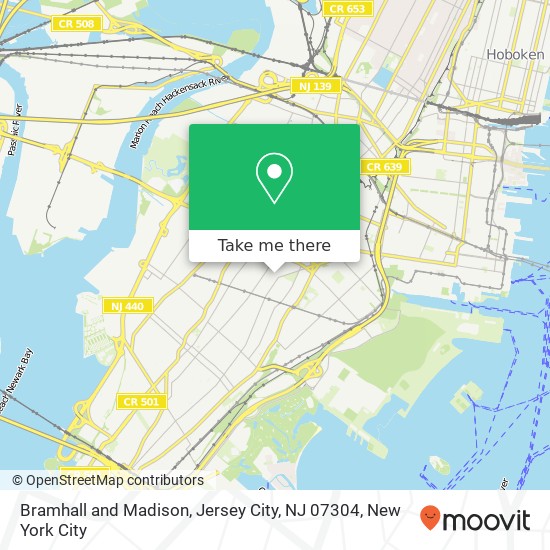 Bramhall and Madison, Jersey City, NJ 07304 map
