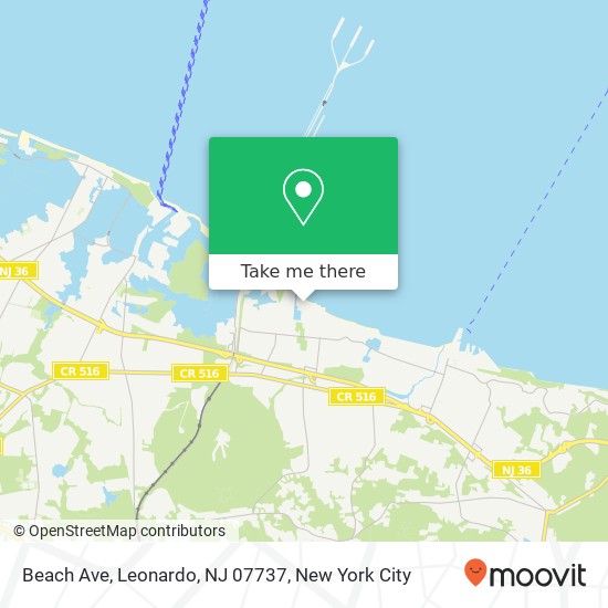 Mapa de Beach Ave, Leonardo, NJ 07737