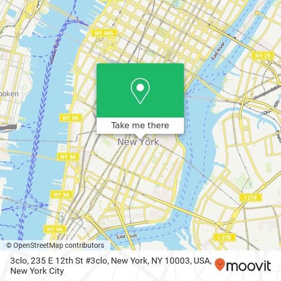 Mapa de 3clo, 235 E 12th St #3clo, New York, NY 10003, USA