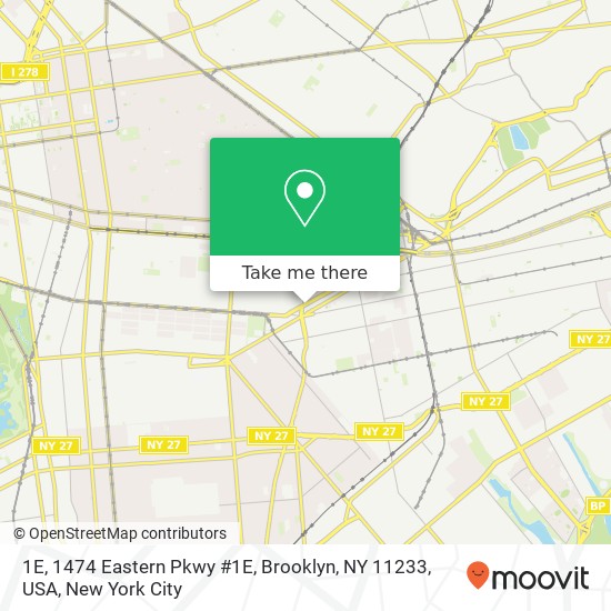 1E, 1474 Eastern Pkwy #1E, Brooklyn, NY 11233, USA map
