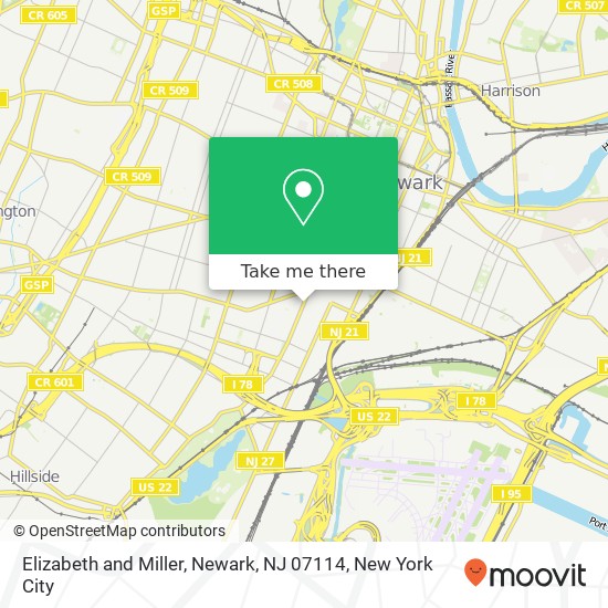 Mapa de Elizabeth and Miller, Newark, NJ 07114