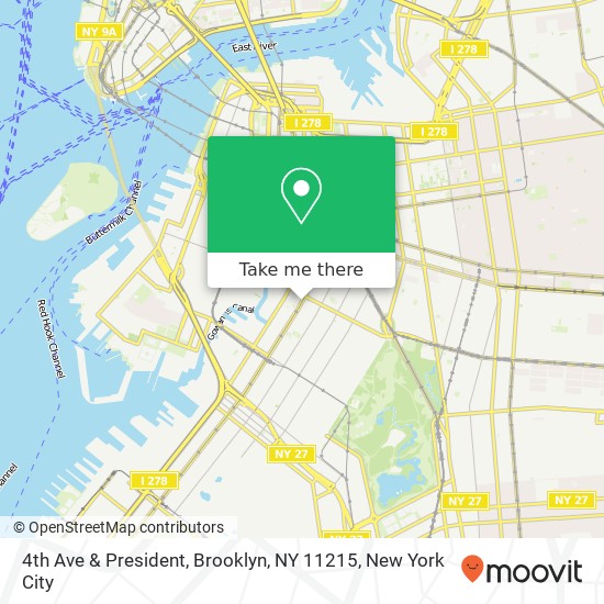 Mapa de 4th Ave & President, Brooklyn, NY 11215