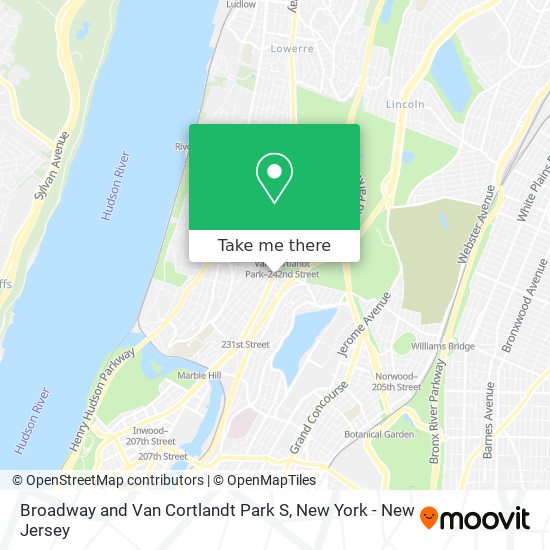 Broadway and Van Cortlandt Park S map