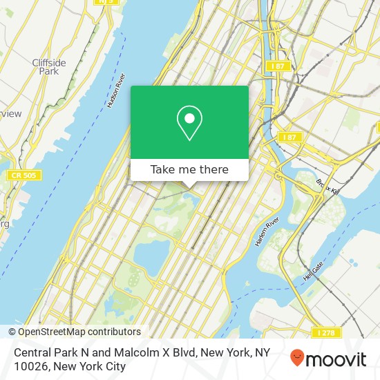 Mapa de Central Park N and Malcolm X Blvd, New York, NY 10026