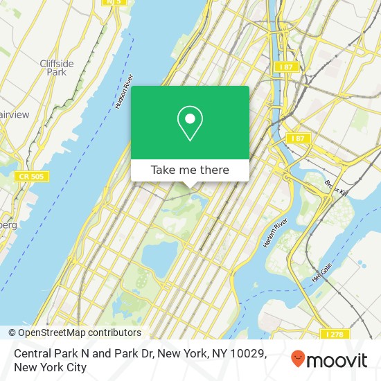 Mapa de Central Park N and Park Dr, New York, NY 10029