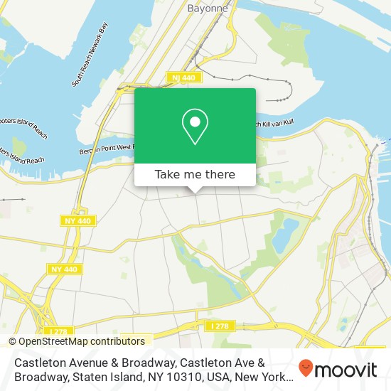 Castleton Avenue & Broadway, Castleton Ave & Broadway, Staten Island, NY 10310, USA map
