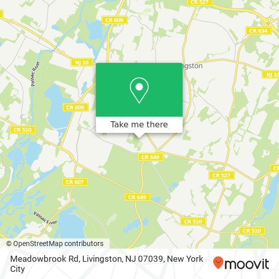 Mapa de Meadowbrook Rd, Livingston, NJ 07039