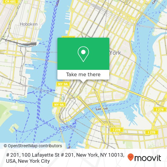 # 201, 100 Lafayette St # 201, New York, NY 10013, USA map