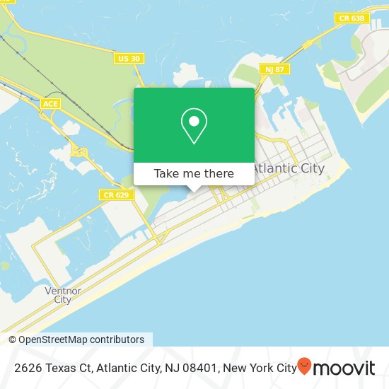 Mapa de 2626 Texas Ct, Atlantic City, NJ 08401