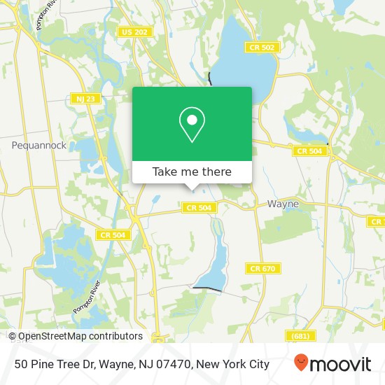 Mapa de 50 Pine Tree Dr, Wayne, NJ 07470