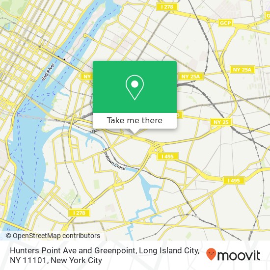 Mapa de Hunters Point Ave and Greenpoint, Long Island City, NY 11101